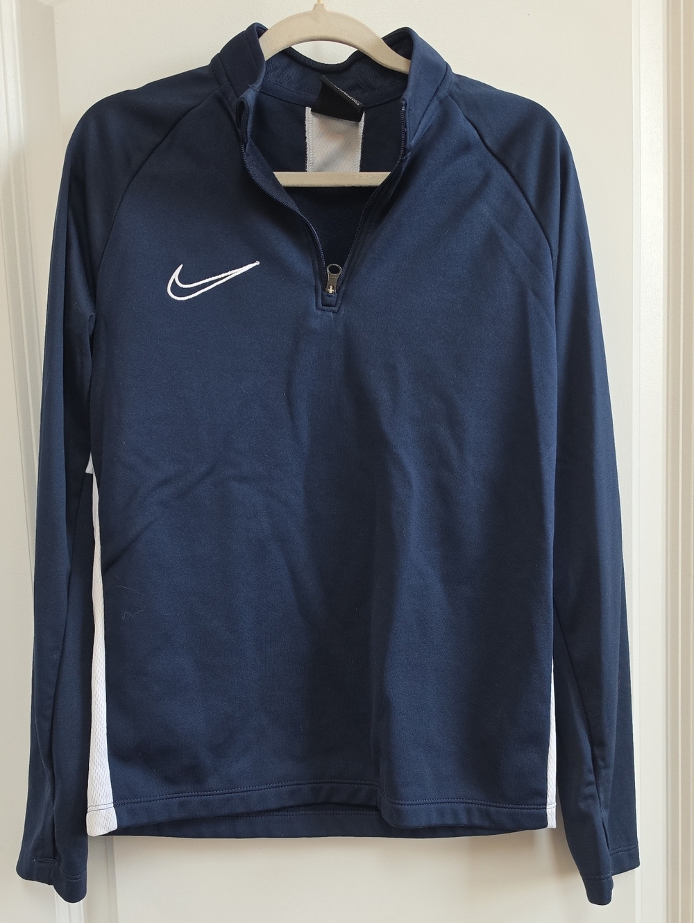 Nike Navy Blue Long-Sleeve Half-Zip Pullover with White Swoosh